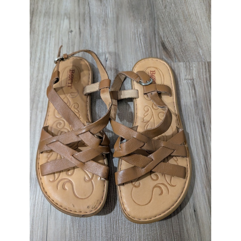 Born, Women's 8, Strappy Leather Sandal, Cognac, Comfort, Granola, Outdoor, Walk
